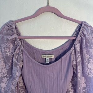 Urban Outfitters Purple Lace Sleeve Top
